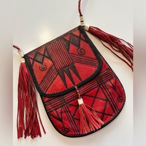 AUTHENTIC TUAREG BERBER LEATHER BAG • handmade • natural dye • hand painted